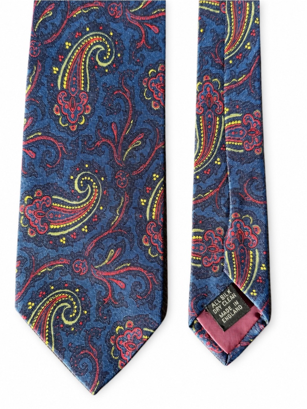 Vintage Liberty of London Tie Mens All Silk Made England Navy Paisley 56” x 3”